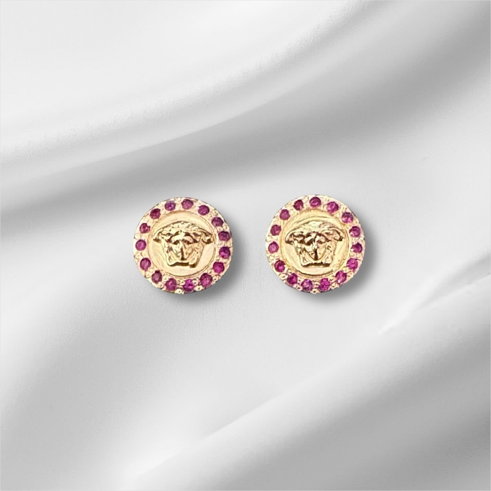 Versace Medusa Crystal-Embellished Stud Earrings - Picture 3 of 5